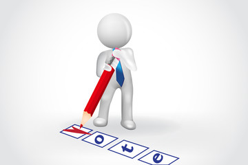 3D small people - Checklist Vote Text symbol card vector logo image