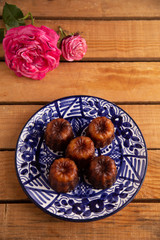 French pastry Caneles de bordeaux rum and vanilla flavor thick caramelized..
