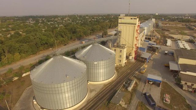 Grain elevator. View top. aerial photography