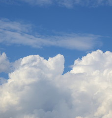 Naklejka na ściany i meble Weiße Haufenwolken - Wolken vor blauen Himmel