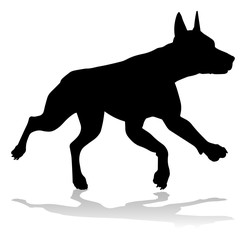 A detailed animal silhouette of a pet dog