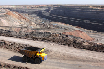 The car goes to a coal mine