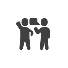 Two people talking vector icon. Conversation filled flat sign for mobile concept and web design. Speaking people glyph icon. Symbol, logo illustration. Vector graphics
