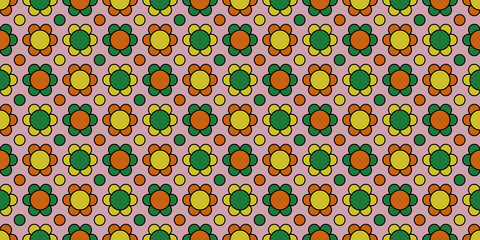 Retro flower background. Seamless pattern. Vector. レトロな花のパターン