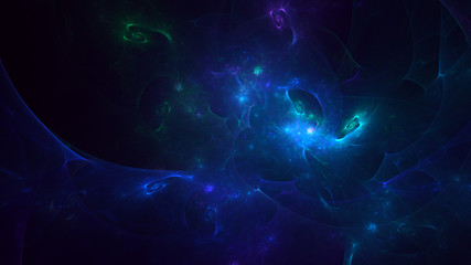 3D rendering multicolored abstract fractal on black background