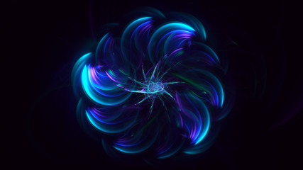3D rendering multicolored abstract fractal on black background