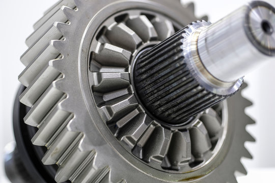 The image of the gears in a gearbox