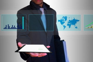 Obraz premium graph in tablet by businessman