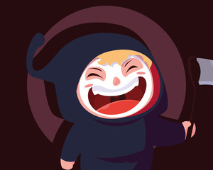 cute boy disguised of death