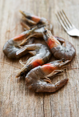 Fresh raw prawns