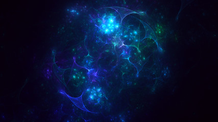 3D rendering multicolored abstract fractal on black background