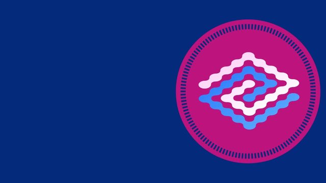 Graphic design on the right side that changes color as it rotates clockwise, composed of colorful shapes and textures, in 16: 9 video format.