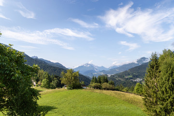 Fototapeta na wymiar Beautiful sunny mountain landscape of Dolomite Alps in Nothern Italy