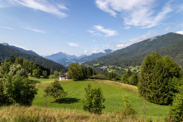 Fototapeta premium Beautiful sunny mountain landscape of Dolomite Alps in Nothern Italy