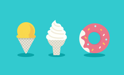 Desserts, doughnuts, cones, ice cream, ice cream, desserts, snacks, chocolate, chocolate, children, 61, Children's Day, cute, cartoons, children, kindergartens, illustrations,