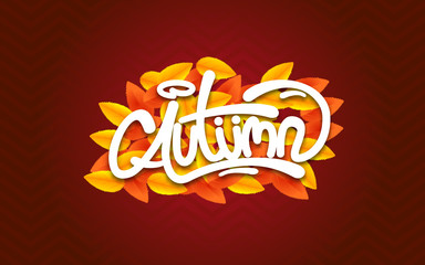 Fototapeta premium hello autumn. With items and elements of autumn leaves