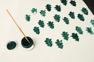 Woman making Christmas paper present / gift. Noel, xmas concept