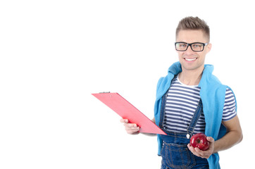 Rest and study. Young attractive student.