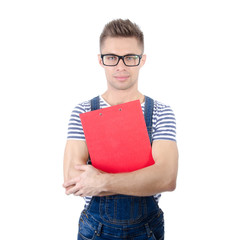 Rest and study. Young attractive student.