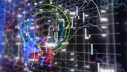 Fototapeta premium Business intelligence. Diagram - Graph Stock Trading, Investment dashboard