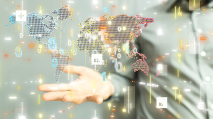 Digital Network and data concept world