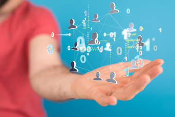 touching global network and data customer connection