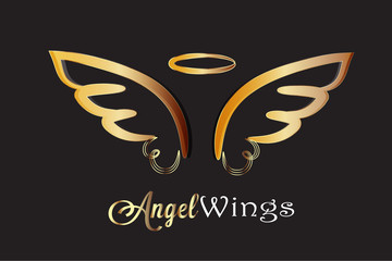 Angel gold wings logo vector image