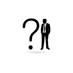 Businessman Thinking with Big Question Mark icon