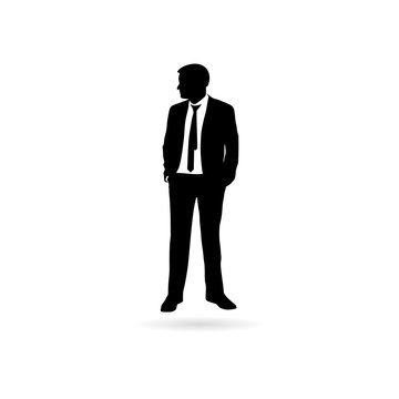 Silhouette of the businessman in a strict suit on a white background