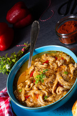 flaczki - fresh and spicy tripe soup with herbs