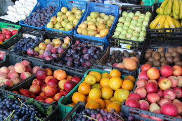 fruits stall at the Bolhao market in porto (portugal)