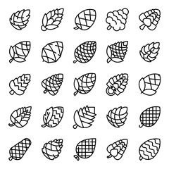 Foto auf Alu-Dibond Pine cone icons set. Outline set of pine cone vector icons for web design isolated on white background © ylivdesign