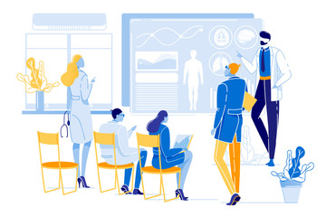 Poster Medical Council Doctors, Cartoon Flat.