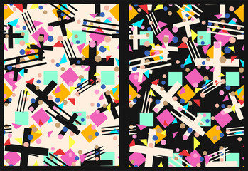 seamless color pattern with geometric shapes and crosses