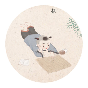 Chess, Go, Gobang, Elegance, Literature, Qinqi, Calligraphy and Painting, Philosophy, Taoism, Zen, Ancient, Tradition, Customs, Folk Customs, Chinese Style, Chinese Painting, Culture, Humanity, Cultiv