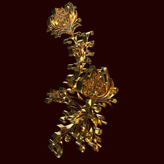 Abstract figure graphic element, flowers. 3D rendering. Illustrations
