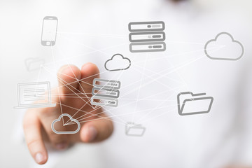 Photo of Out of Focus IT Technician Turning on Data Server..