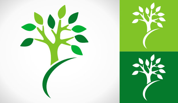 logo arbre et jardinier design