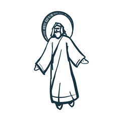 Jesus Christ, Messiah symbol of Christianity hand drawn vector.