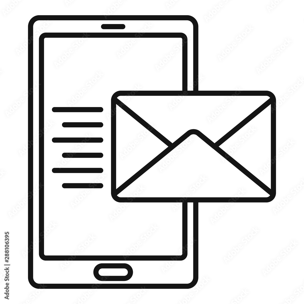 Poster smartphone mail inbox icon. outline smartphone mail inbox vector icon for web design isolated on whi