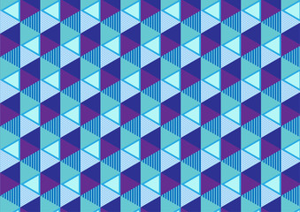 Abstract vector geometric pattern with square and triangle, blue and purple with rectangle overlapping