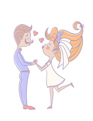 the bride and groom kiss, cute