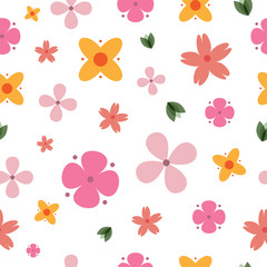Flower seamless pattern vector design, pink of floral concept