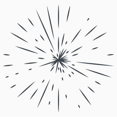 Obraz premium Vintage Sunburst Explosion Handdrawn Design Element Fireworks Black Rays