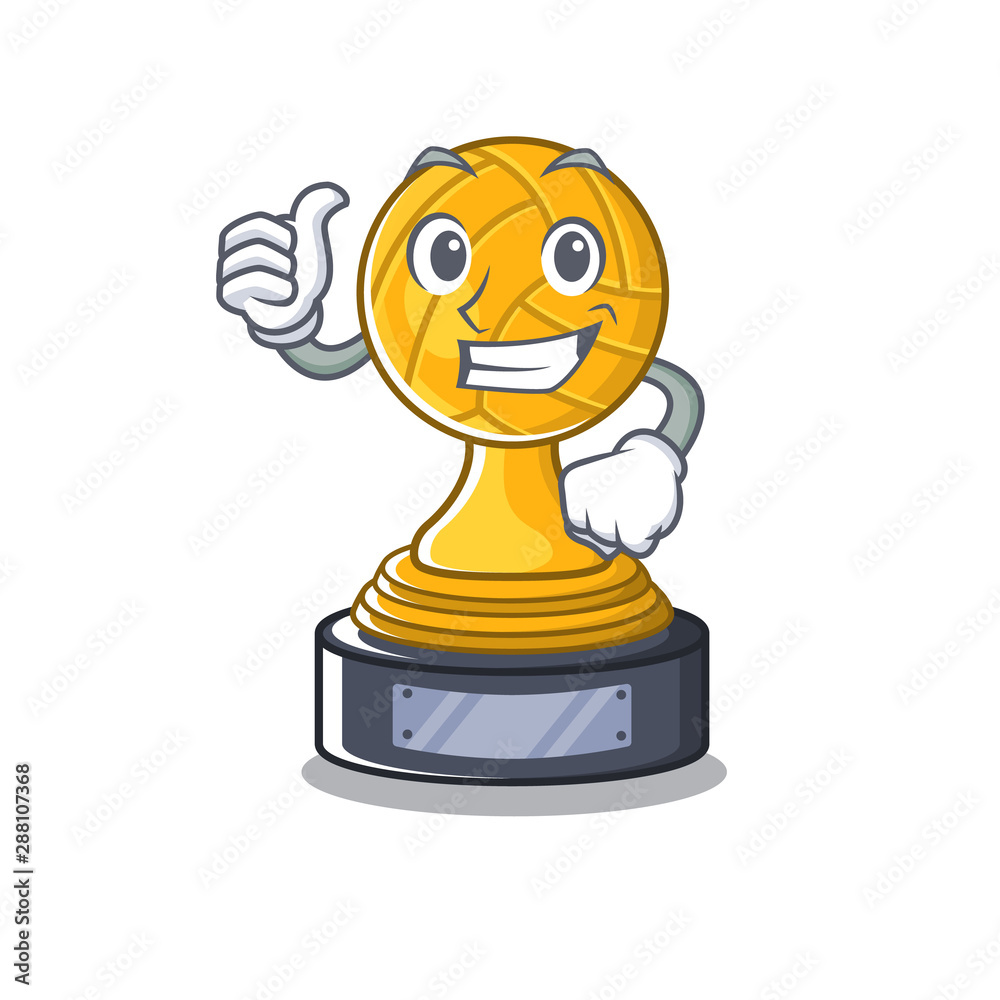 Wall mural thumbs up volleyball cartoon trophy in mascot cupboard