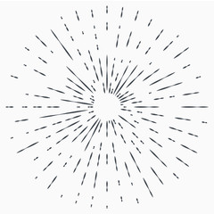 Vintage Sunburst Explosion Handdrawn Design Element Fireworks Black Rays