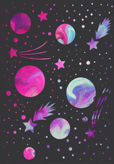 pattern with planets and stars. abstract picture