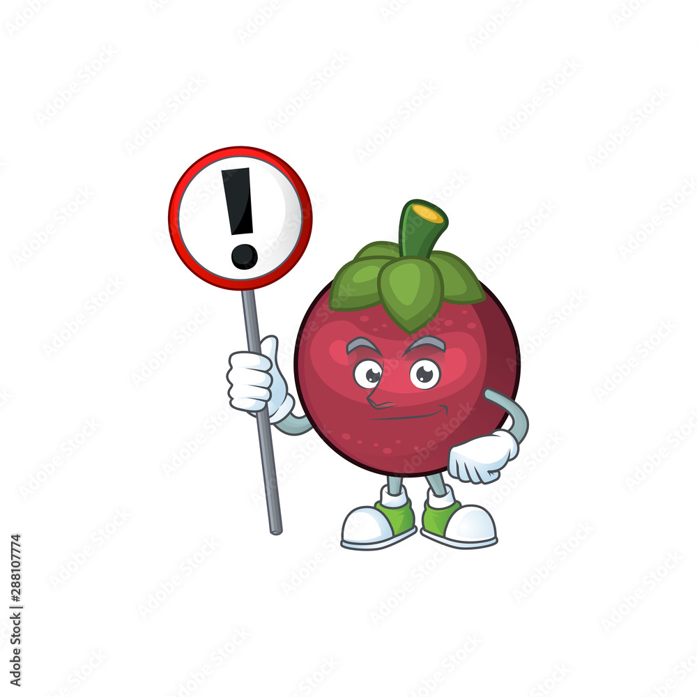 Sticker with sign character sweet mangosteen isolated on cartoon