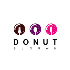 Donut Logo With Silhouette Spoon Fork And Knife Symbol