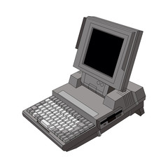 Fototapeta premium old computer unit with a monitor on a white background